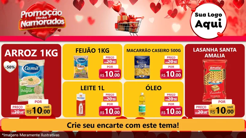 Modelo de TV para TV Horizontal com o tema Promoção Dia dos Namorados para Supermercado
