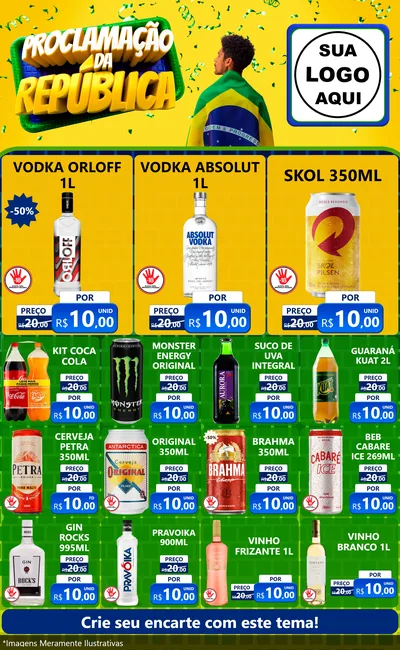 Modelo de Encarte para Encarte Grande com o tema Proclamação da República para Distribuidora de bebidas