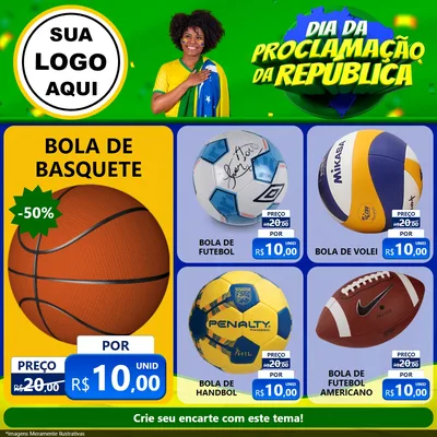 Modelo de Rede Social para Feed Facebook com o tema Dia Da Proclamação Da República para Artigos Esportivos
