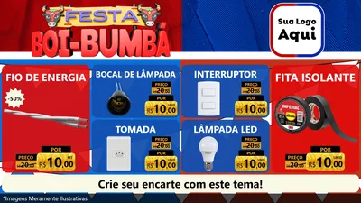 Modelo de TV para TV Horizontal com o tema Festa Boi Bumbá para Materiais Elétricos