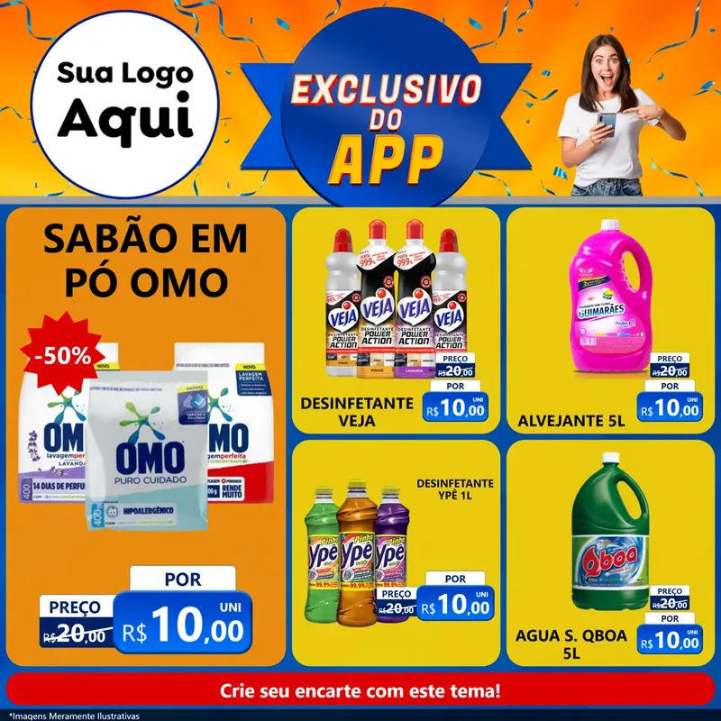 Modelo de Rede Social para Feed Facebook com o tema Exclusivo do Aplicativo para Produtos de Limpeza