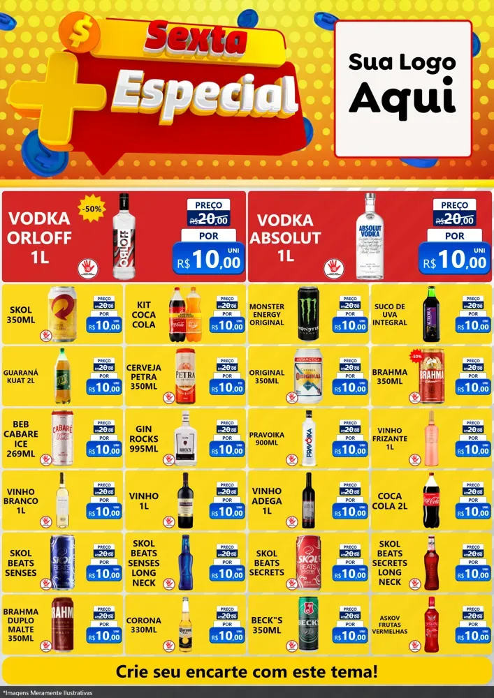 Modelo de Encarte para Encarte A4 Vertical com o tema Sexta Mais Especial para Distribuidora de bebidas