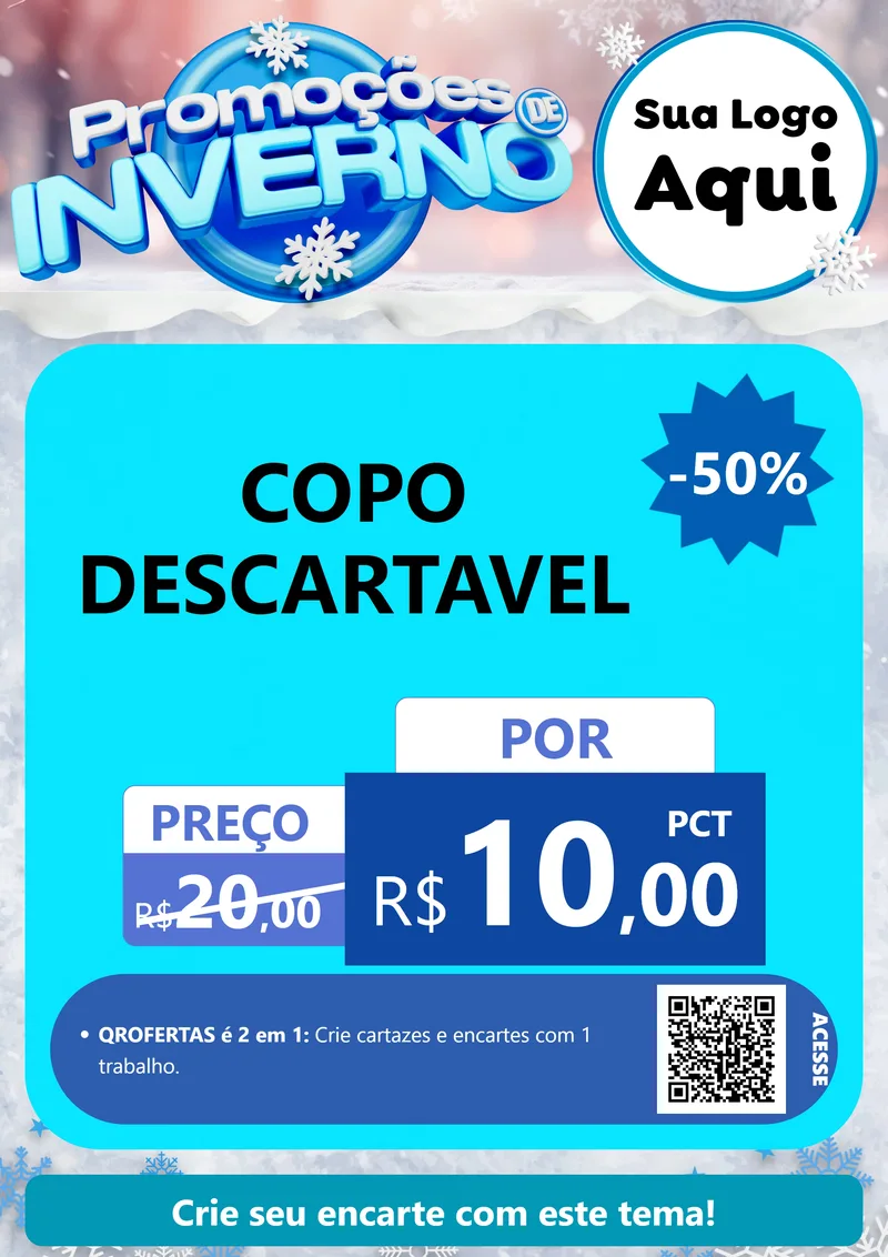 Modelo de Cartaz para Cartaz A4 Vertical com o tema Promoções de Inverno para Embalagens