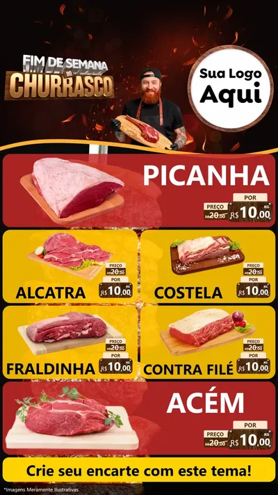 Modelo de TV para TV Vertical com o tema Fim de Semana do Churrasco para Açougue
