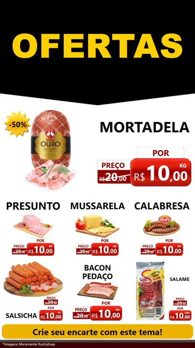Modelo de Rede Social para Stories com o tema Ofertas Preto e Vermelho Cartaz para Frios e Laticínios