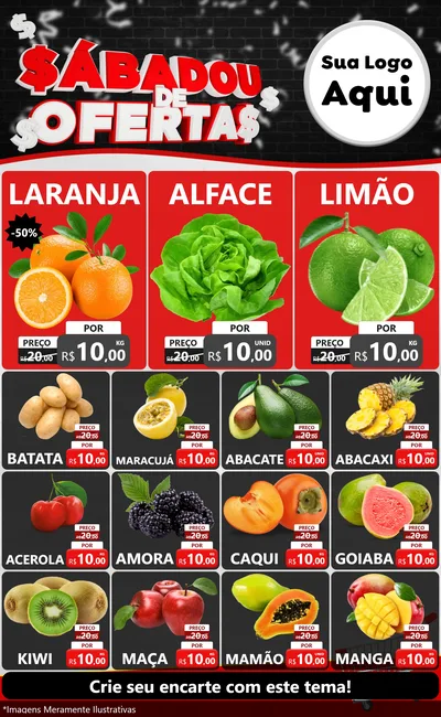 Modelo de Encarte para Encarte Grande com o tema Sabadou de Ofertas para Hortifrúti