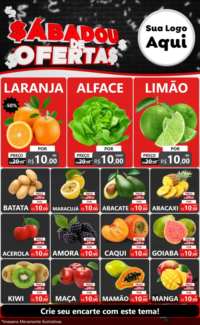 Modelo de Encarte para Encarte Grande com o tema Sabadou de Ofertas para Hortifrúti