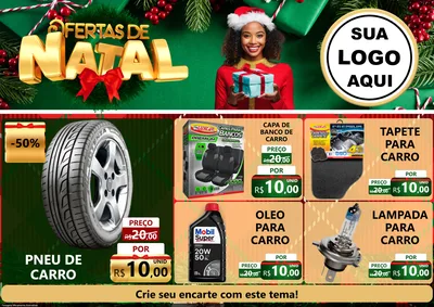 Modelo de Encarte para Encarte A4 Horizontal com o tema Ofertas de Natal para Auto peças
