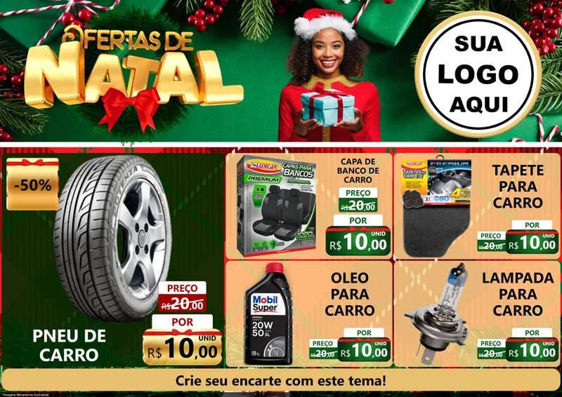 Modelo de Encarte para Encarte A4 Horizontal com o tema Ofertas de Natal para Auto peças