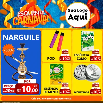 Modelo de Rede Social para Feed Facebook com o tema Esquenta de Carnaval para Tabacaria