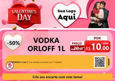 Modelo de Cartaz para Cartaz A4 Horizontal com o tema Valentine's Day para Distribuidora de bebidas