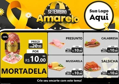 Modelo de Encarte para Encarte A4 Horizontal com o tema Setembro Amarelo para Frios e Laticínios