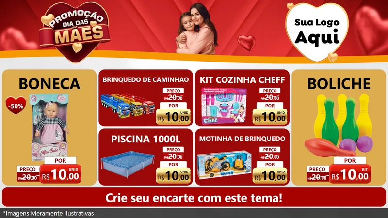 Modelo de TV para TV Horizontal com o tema Promoção Dia das Mães para Brinquedos
