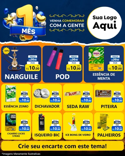 Modelo de Rede Social para Feed Instagram com o tema Um Mês de Aniversário para Tabacaria