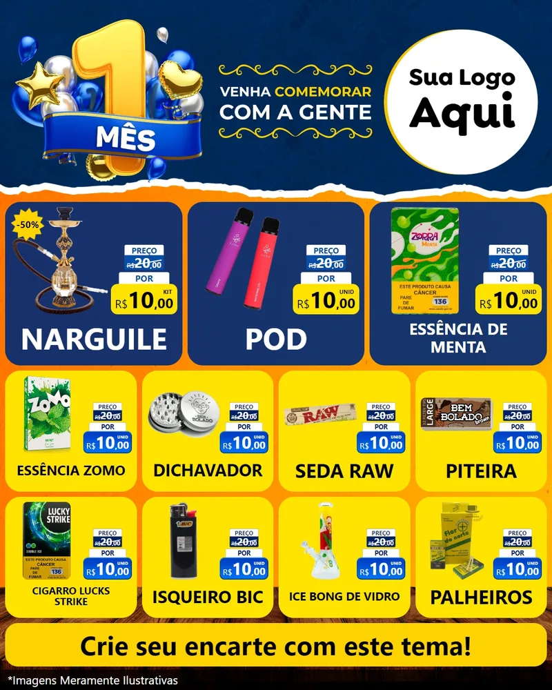 Modelo de Rede Social para Feed Instagram com o tema Um Mês de Aniversário para Tabacaria