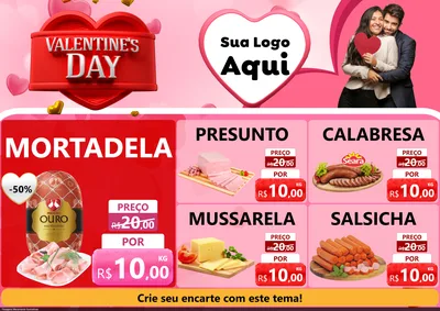 Modelo de Encarte para Encarte A4 Horizontal com o tema Valentine's Day para Frios e Laticínios