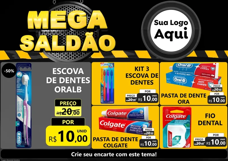 Modelo de Encarte para Encarte A4 Horizontal com o tema Mega Saldão para Higiene Pessoal