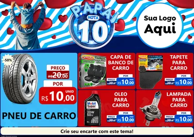 Modelo de Encarte para Encarte A4 Horizontal com o tema Papai Nota 10 para Auto peças