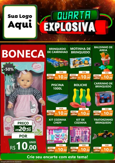 Modelo de Encarte para Encarte A4 Vertical com o tema Quarta Explosiva para Brinquedos