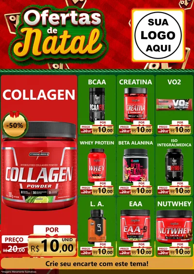 Modelo de Encarte para Encarte A4 Vertical com o tema Ofertas de Natal para Suplementos alimentares