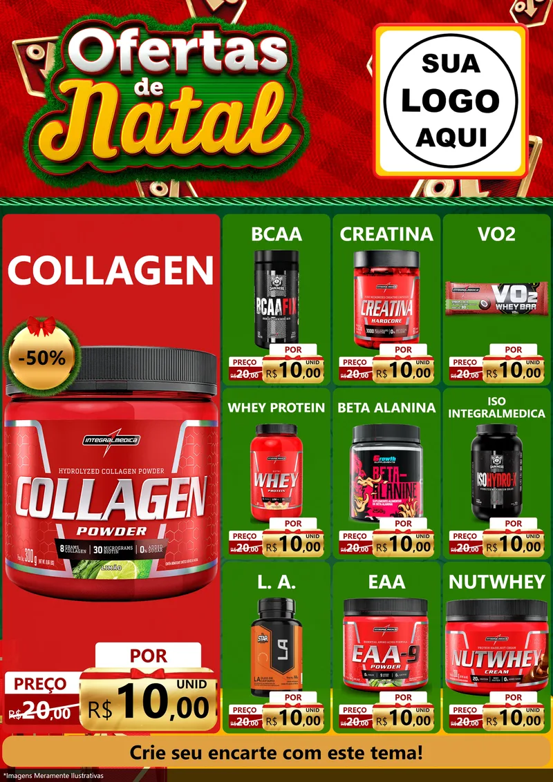 Modelo de Encarte para Encarte A4 Vertical com o tema Ofertas de Natal para Suplementos alimentares
