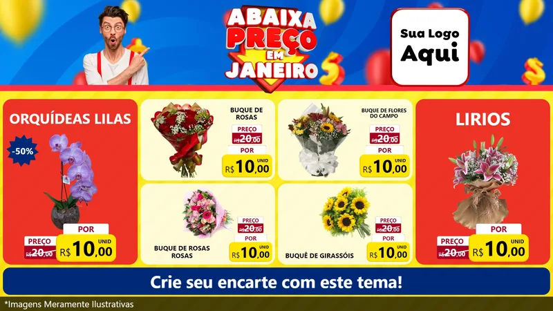 Modelo de TV para TV Horizontal com o tema Abaixa Preço em Janeiro para Floricultura e jardim