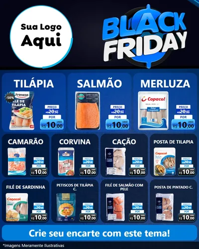 Modelo de Rede Social para Feed Instagram com o tema Black Friday para Peixaria