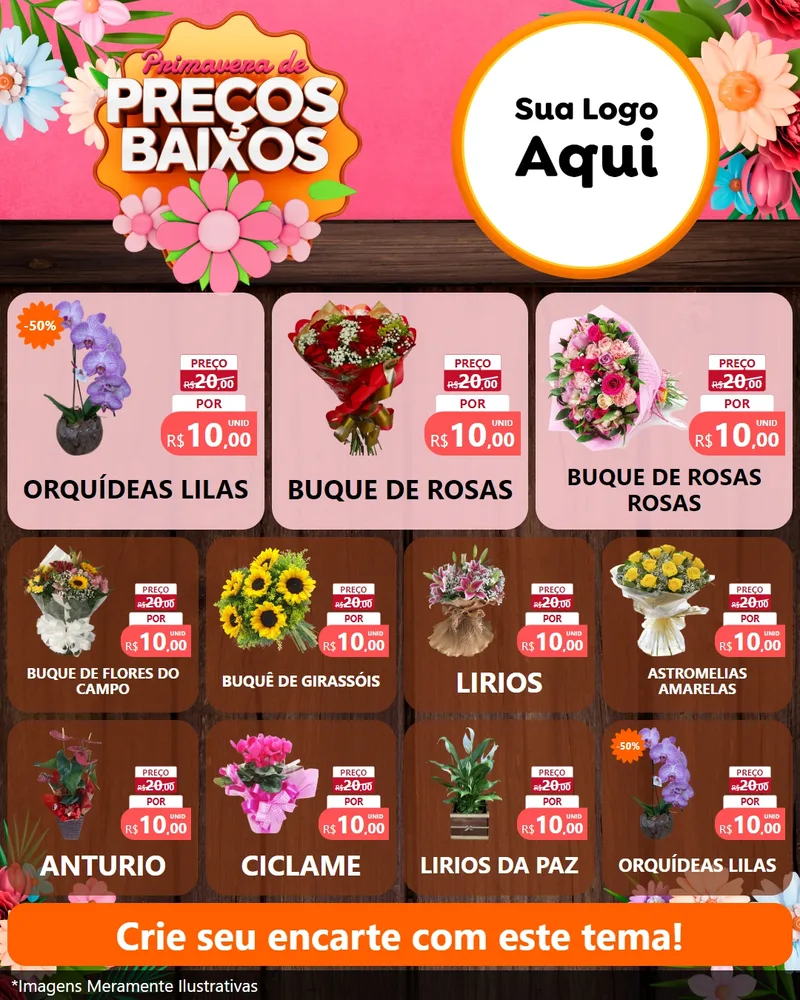 Modelo de Rede Social para Feed Instagram com o tema Primavera de Preços Baixos para Floricultura e jardim