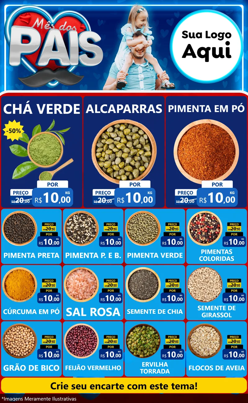 Modelo de Encarte para Encarte Grande com o tema Mês Dos Pais para Produtos Naturais