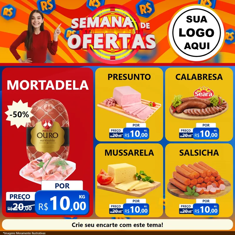Modelo de Rede Social para Feed Facebook com o tema Semana de Ofertas para Frios e Laticínios