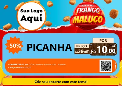Modelo de Cartaz para Cartaz A4 Horizontal com o tema Sexta do Frango Maluco para Açougue