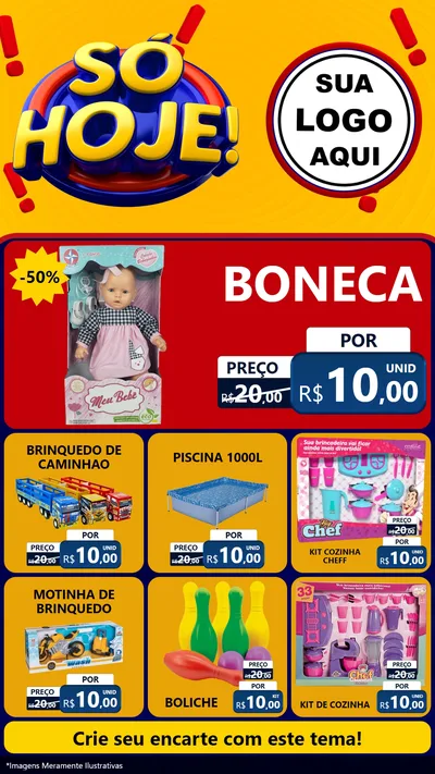 Modelo de Rede Social para Stories com o tema Só Hoje! para Brinquedos
