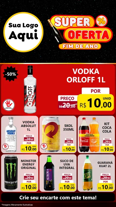 Modelo de Rede Social para Stories com o tema Super Oferta Fim de Ano para Distribuidora de bebidas