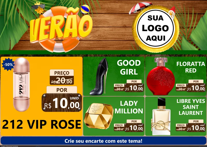 Modelo de Encarte para Encarte A4 Horizontal com o tema Verão para Perfumes