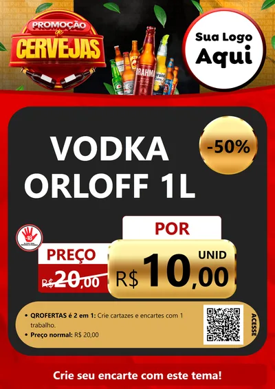 Modelo de Cartaz para Cartaz A4 Vertical com o tema Promoções de Cervejas para Distribuidora de bebidas