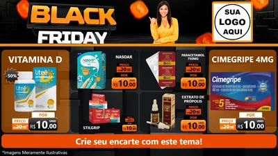 Modelo de TV para TV Horizontal com o tema Black Friday para Farmácia