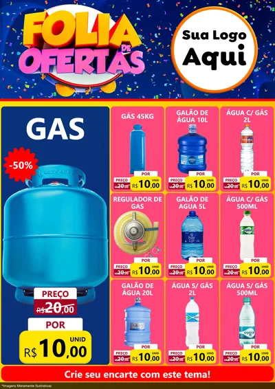 Modelo de Encarte para Encarte A4 Vertical com o tema Folia de Ofertas para Água e gás