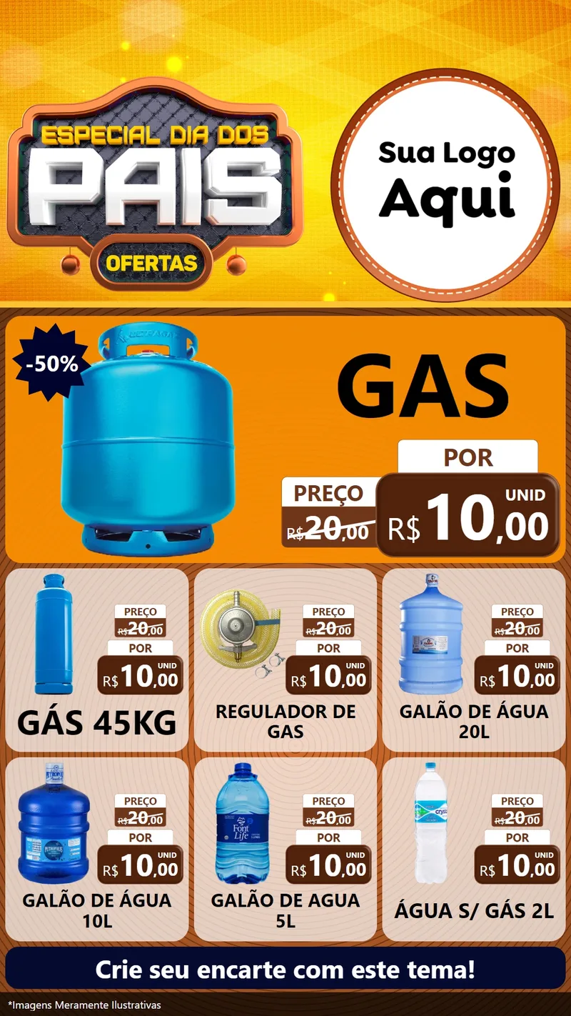 Modelo de Rede Social para Stories com o tema Especial Dia dos Pais para Água e gás