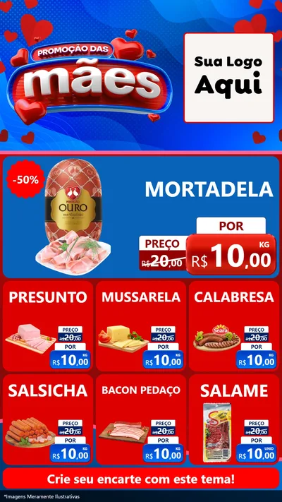 Modelo de Rede Social para Stories com o tema Promoção das Mães para Frios e Laticínios