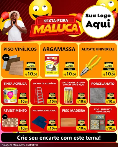 Modelo de Rede Social para Feed Instagram com o tema Sexta-feira Maluca para Material para Construção