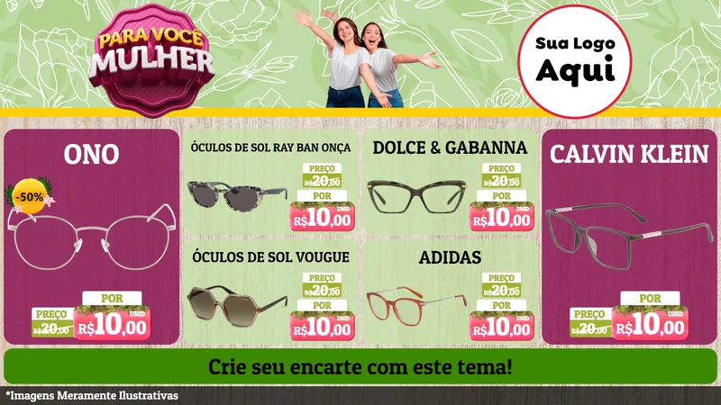 Modelo de TV para TV Horizontal com o tema Para Você Mulher para Óticas