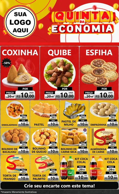 Modelo de Encarte para Encarte Grande com o tema Quinta da Economia para Salgadaria