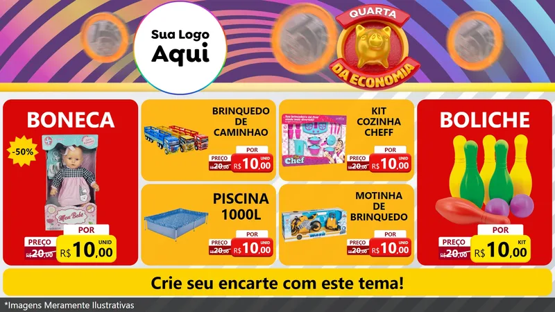 Modelo de TV para TV Horizontal com o tema Quarta da Economia para Brinquedos