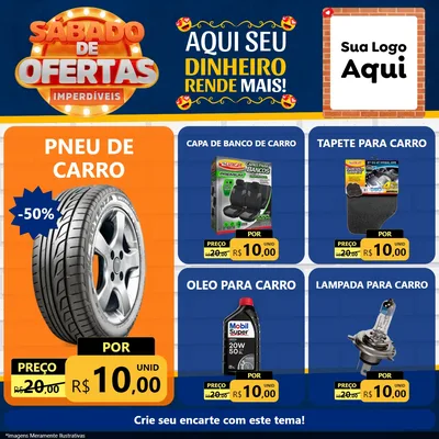 Modelo de Rede Social para Feed Facebook com o tema Sábado de Ofertas Imperdíveis para Auto peças