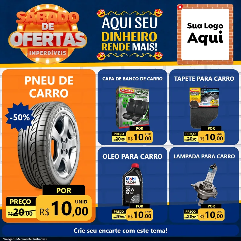 Modelo de Rede Social para Feed Facebook com o tema Sábado de Ofertas Imperdíveis para Auto peças