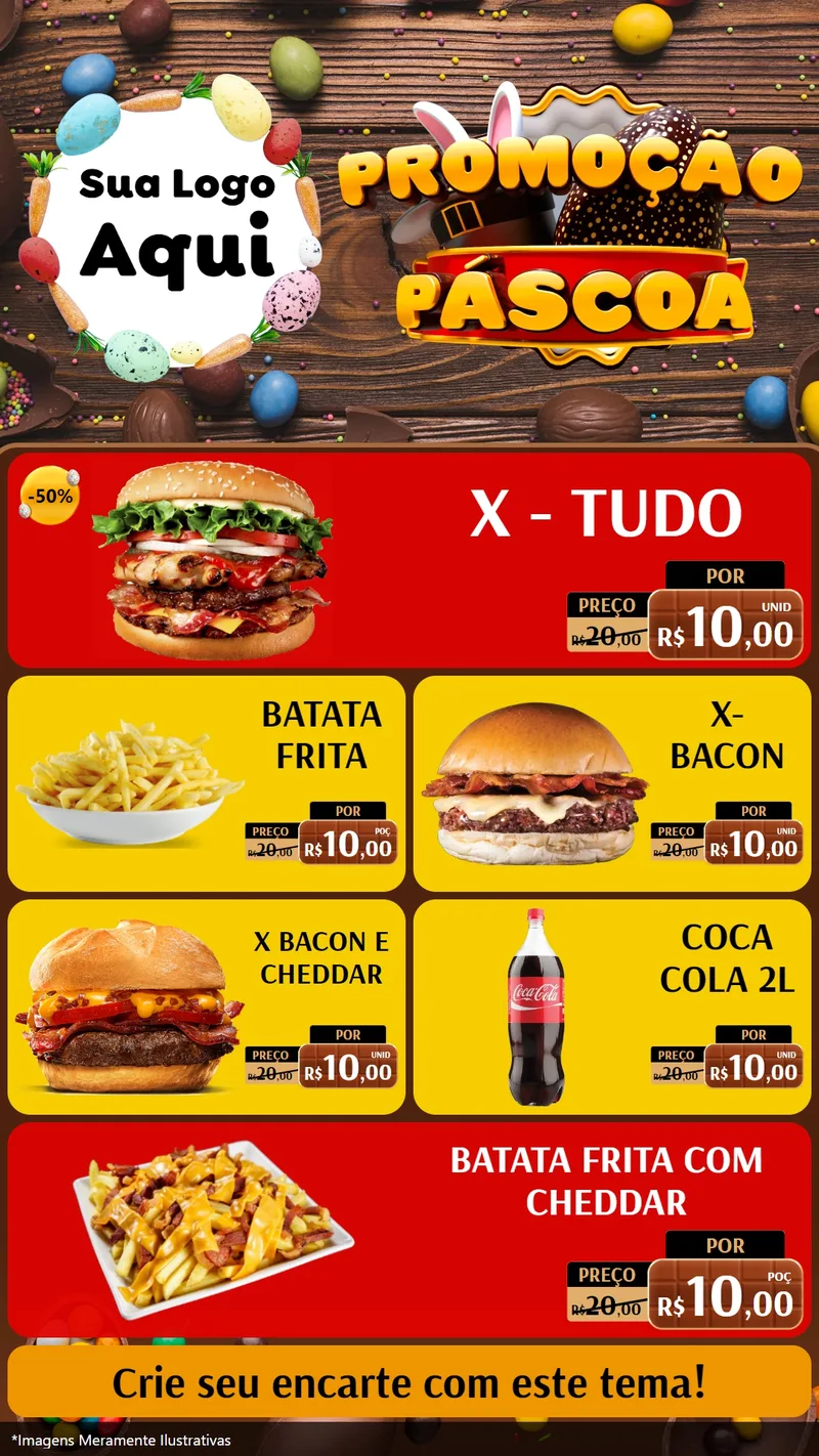 Modelo de TV para TV Vertical com o tema Promoção Páscoa para Hamburgueria