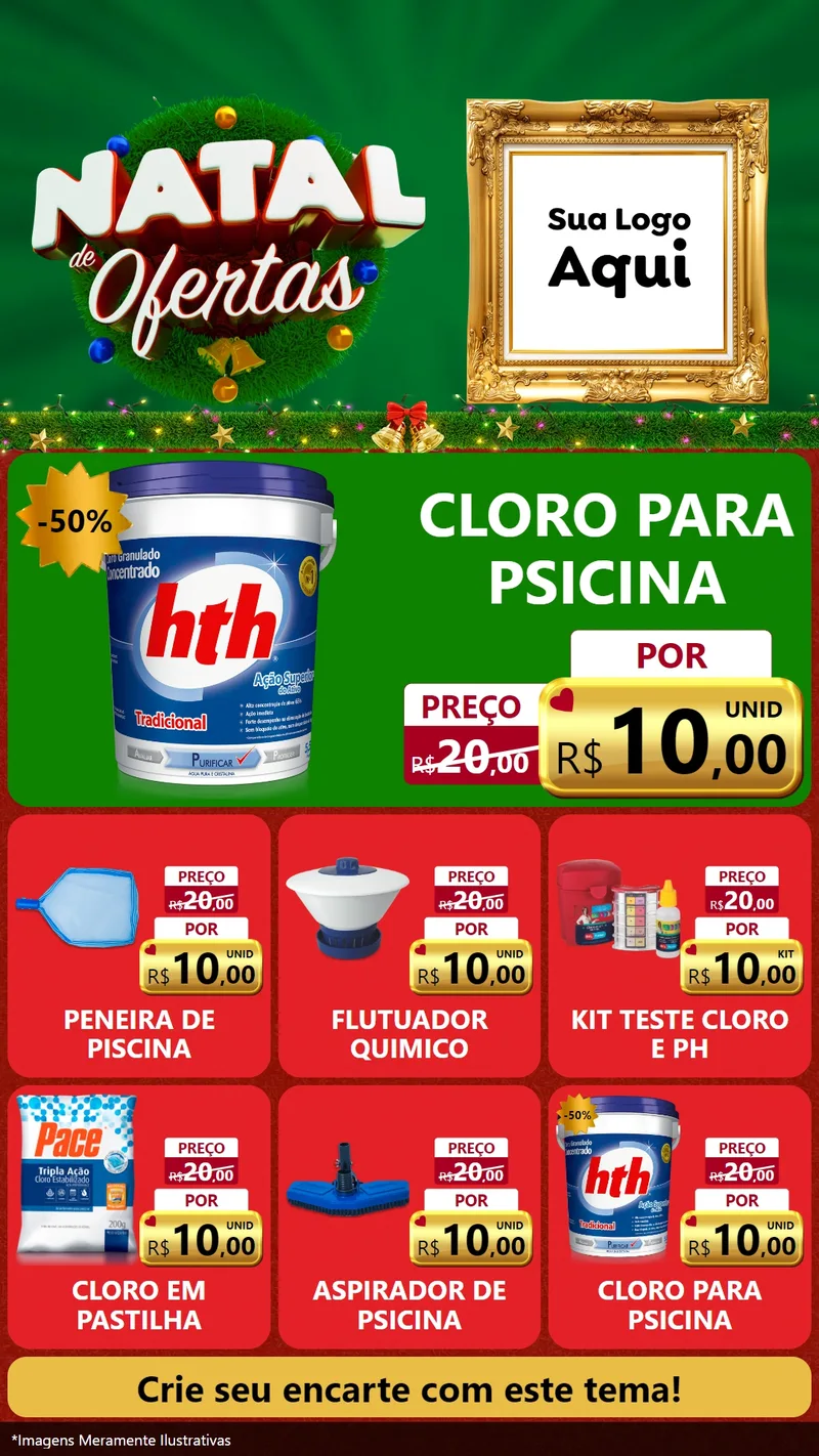 Modelo de Rede Social para Stories com o tema Natal de Ofertas para Produtos para Piscina