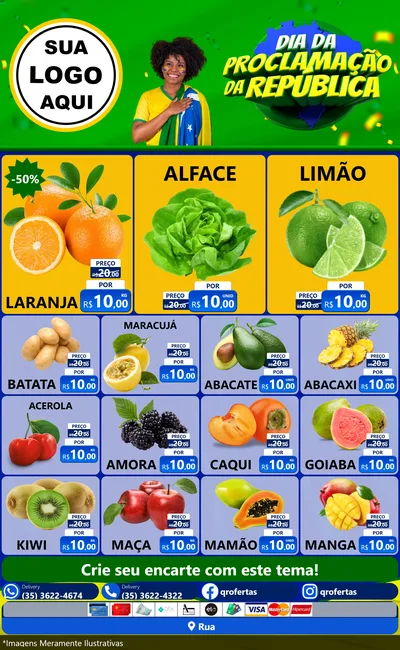 Modelo de Encarte para Encarte Grande com o tema Dia Da Proclamação Da República para Hortifrúti