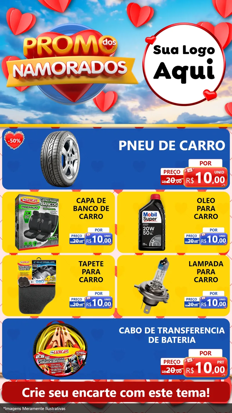 Modelo de TV para TV Vertical com o tema Promo dos Namorados para Auto peças