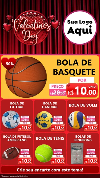 Modelo de Rede Social para Stories com o tema Valentine's Day para Artigos Esportivos